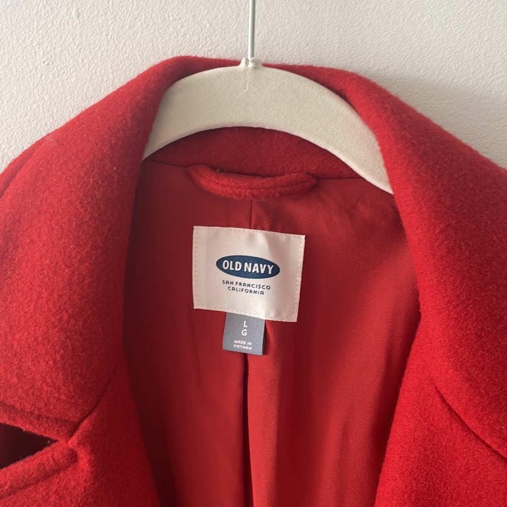 Red Full Length Old Navy Pea Coat View 2